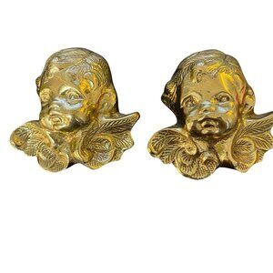 Cherub Wall Hanger Set of 2 Brass 2.5 inch x 2.5 inch *READ* Made in India